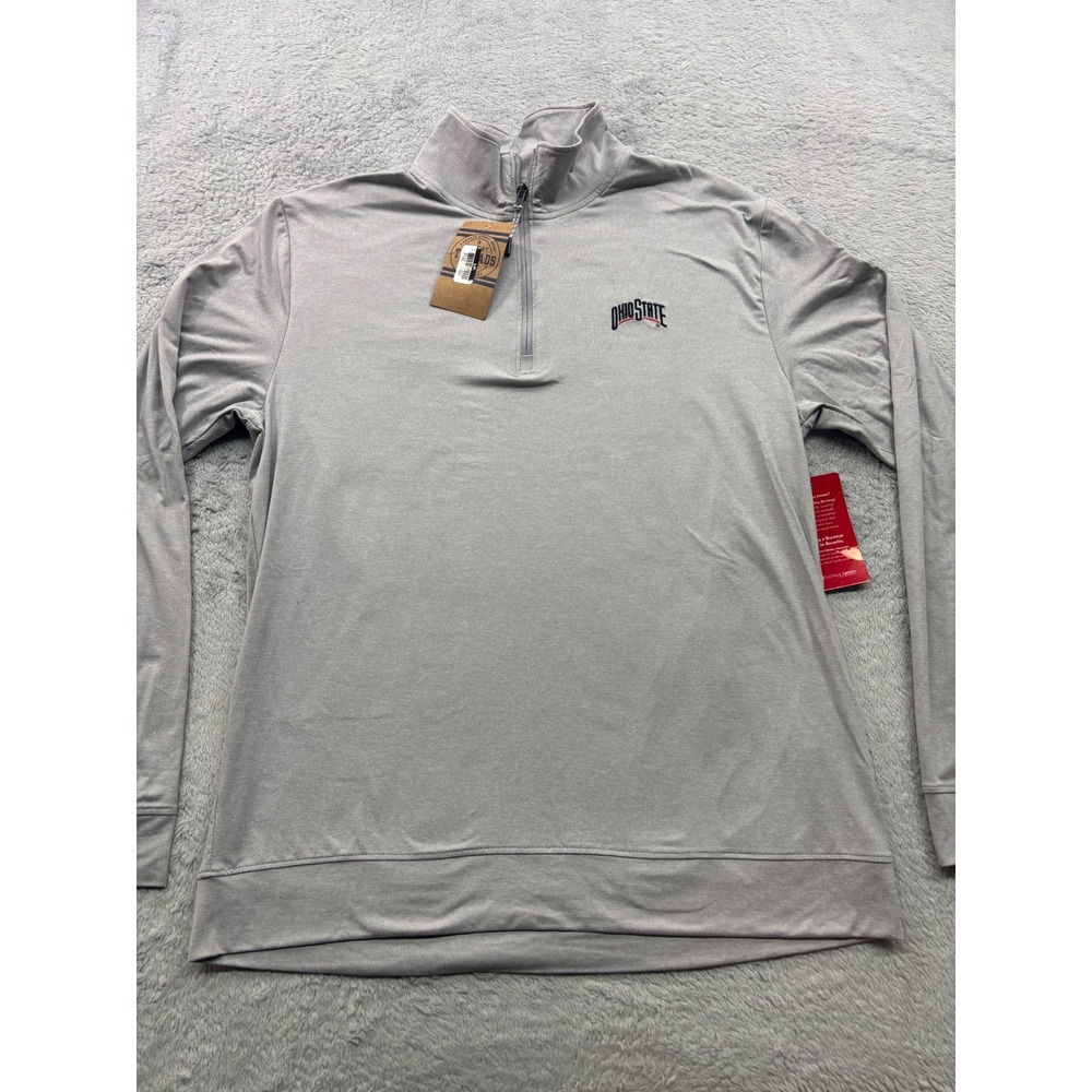 Ohio State Buckeyes Mens Grey Quarter Zip Pullover Size M NEW Rivalry Threads - Picture 1 of 5